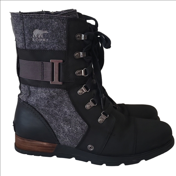 SOREL Major Carly Leather Wool Military Boot size 10 - Picture 1 of 8